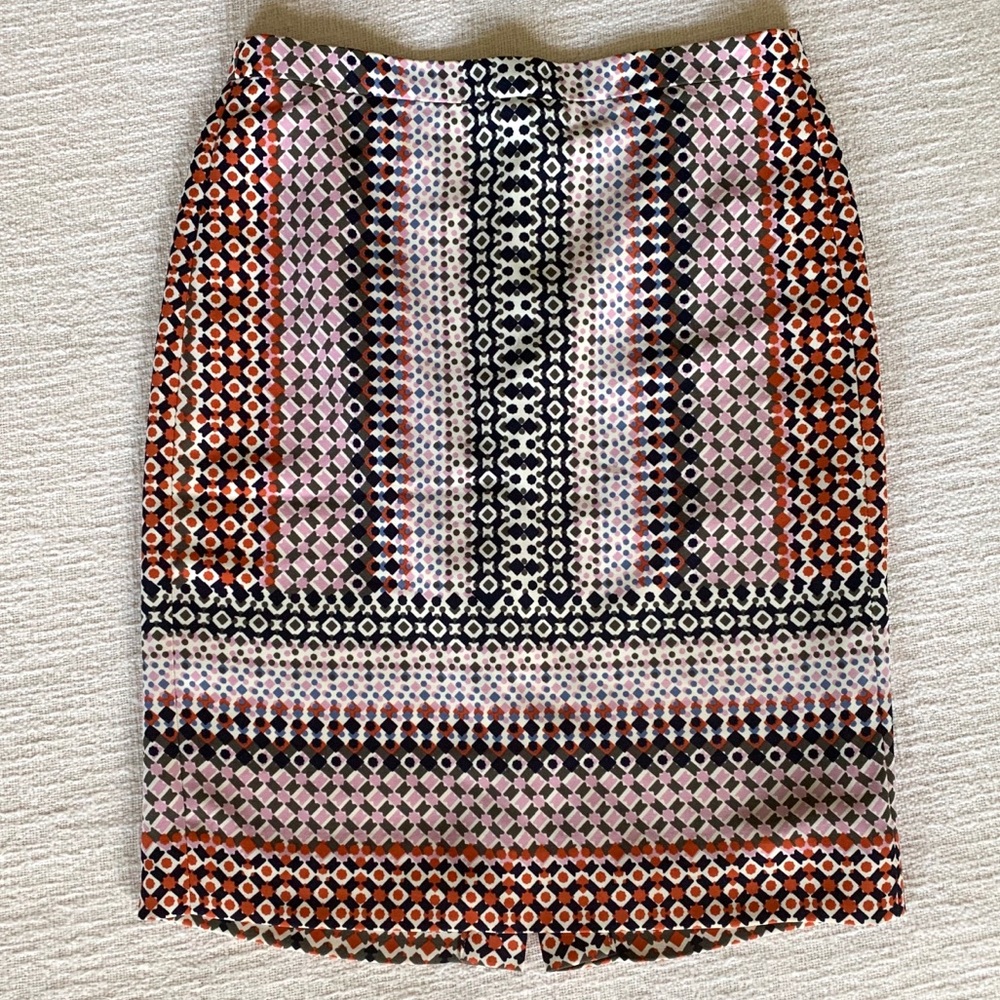 J. Crew | Striped Geometric Patterned Colorful Pencil Skirt